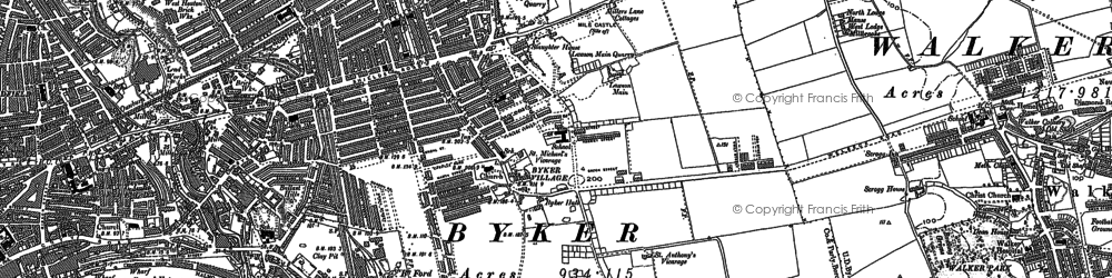 Old map of East Gateshead in 1913