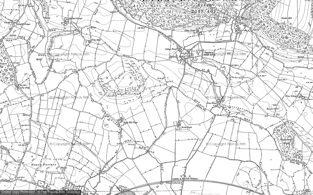 Old Map of Byland Abbey, 1891 in 1891