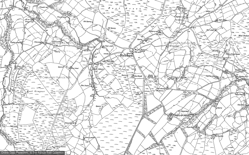 Old Map of Historic Map covering Bryn Trillyn in 1899