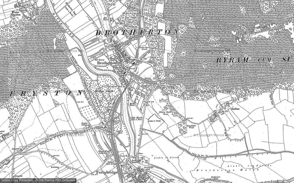 Old Map of Historic Map covering Sutton in 1890