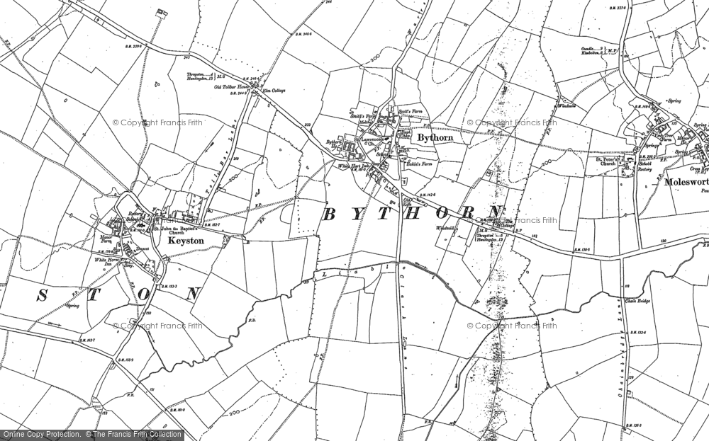 Old Map of Bythorn, 1889 - 1900 in 1889