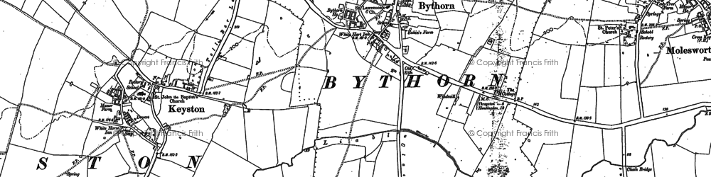Old map of Bythorn in 1889