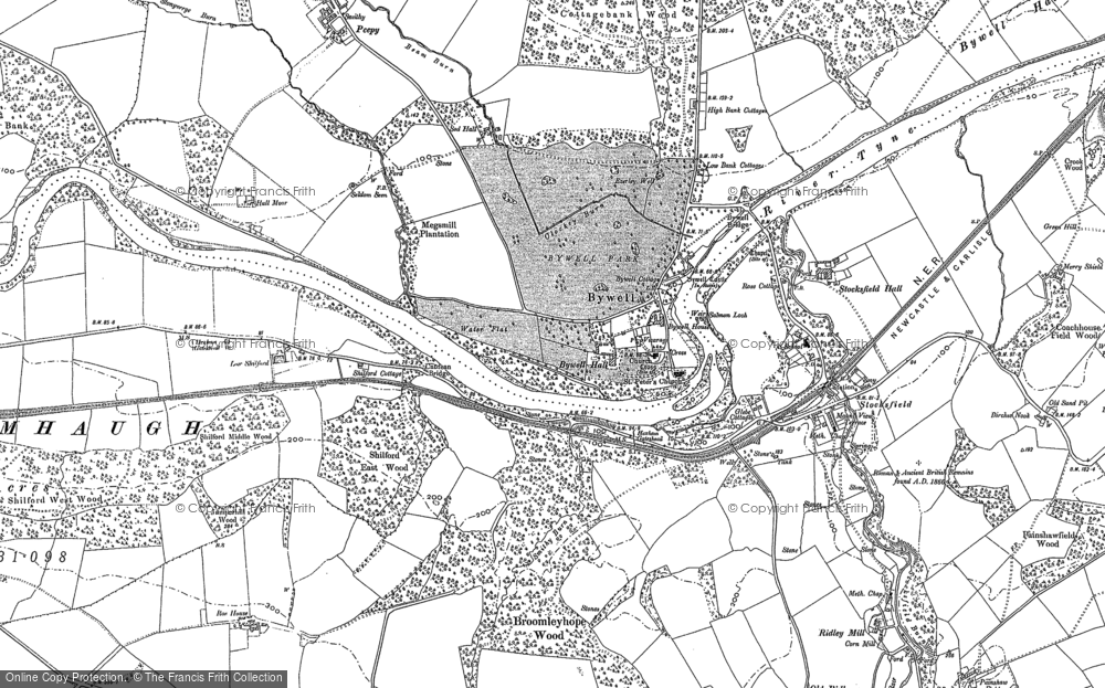 Old Map of Bywell, 1895 in 1895