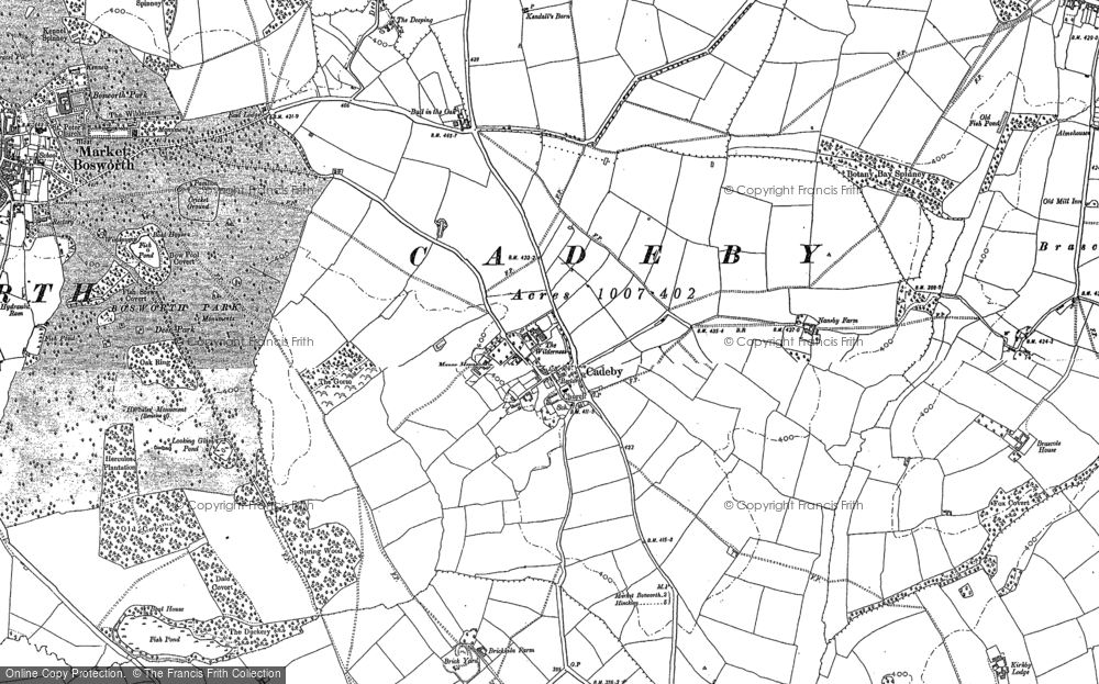 Old Map of Cadeby, 1885 in 1885