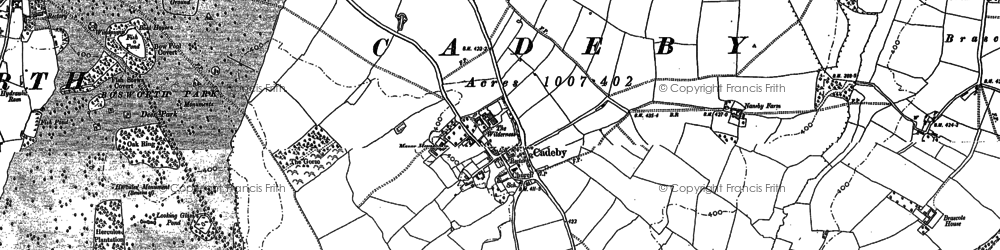 Old map of Cadeby in 1885