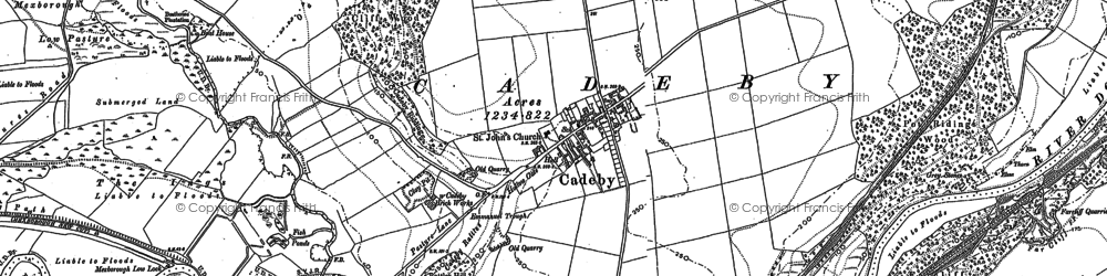 Old map of Cadeby in 1890