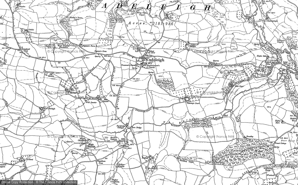 Old Map of Cadeleigh, 1887 in 1887