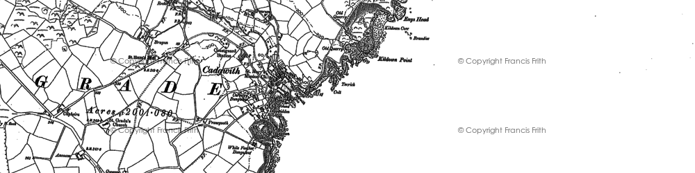 Old map of Cadgwith in 1878