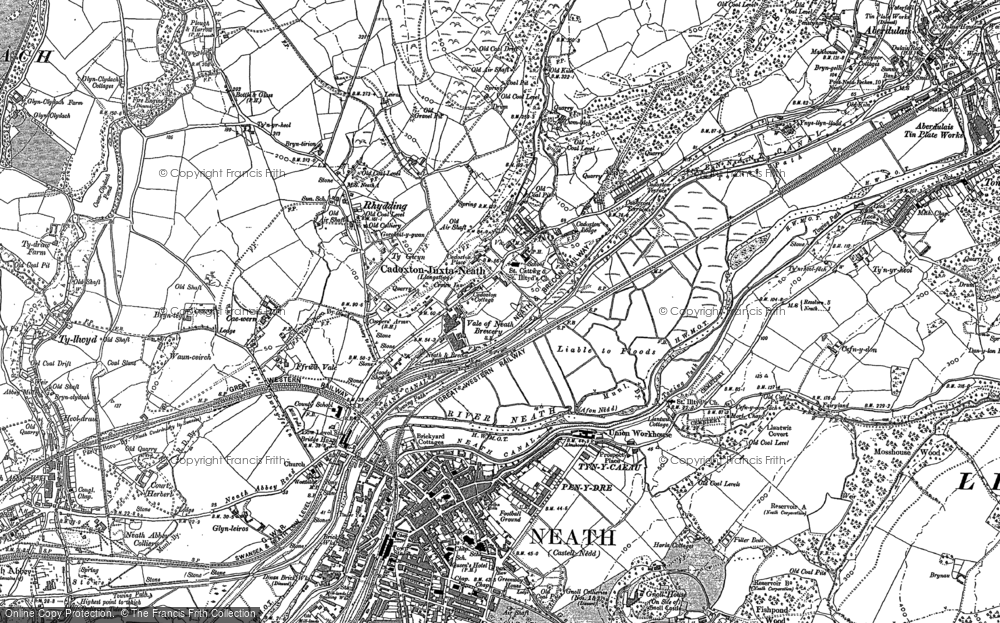 Old Map of Historic Map covering Rhydding in 1897