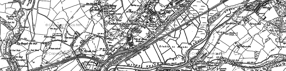 Old map of Cadoxton-Juxta-Neath in 1897