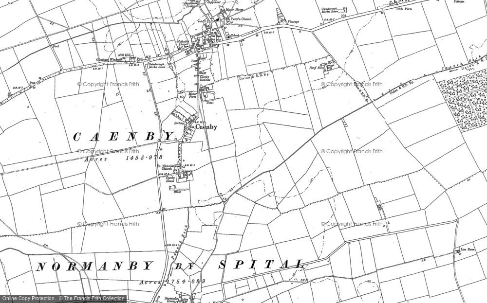 Old Map of Caenby, 1885 - 1886 in 1885