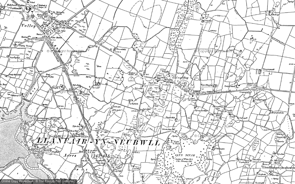 Old Map of Historic Map covering Llanfihangel yn Nhowyn in 1887