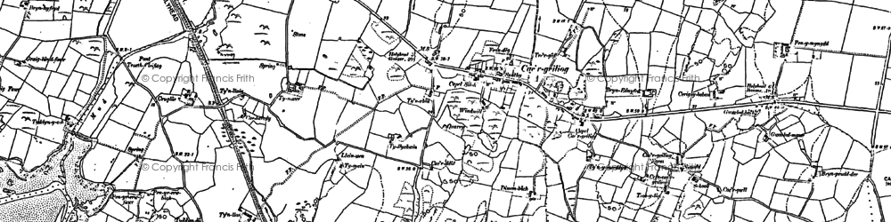 Old map of Llanfihangel yn Nhowyn in 1887