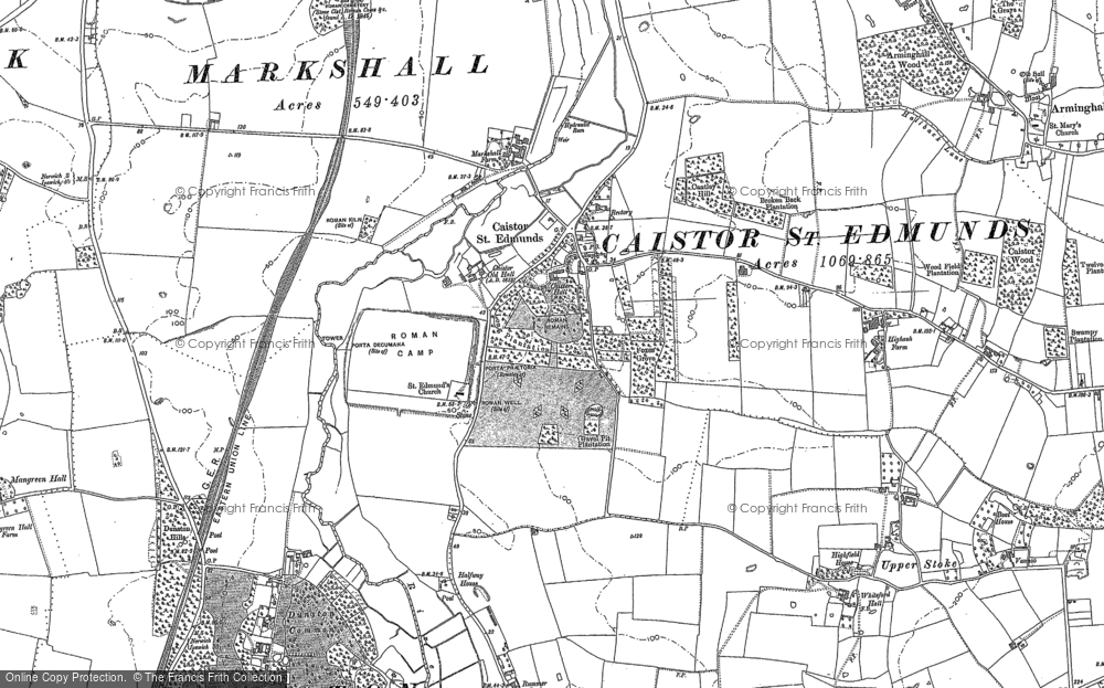Old Map of Caistor St Edmund, 1881 in 1881