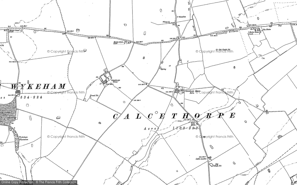 Old Map of Calcethorpe Manor Fm, 1887 in 1887