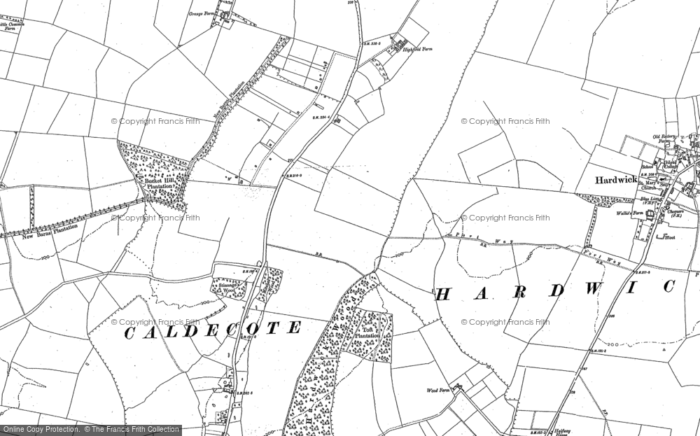 Old Map of Caldecote, 1886 in 1886