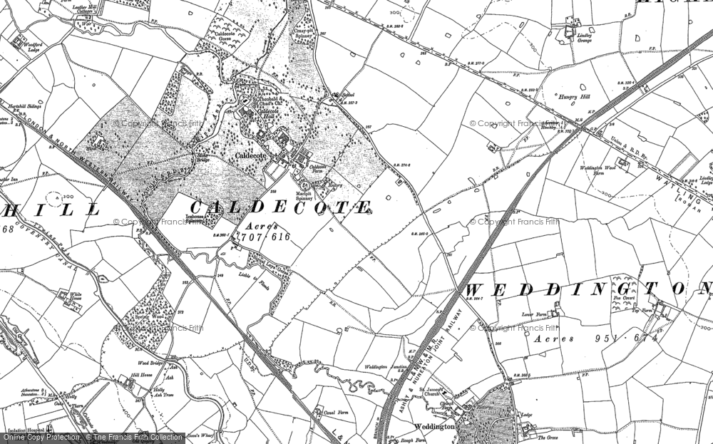Old Map of Caldecote, 1901 in 1901