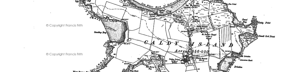 Old map of Caldey Island in 1906