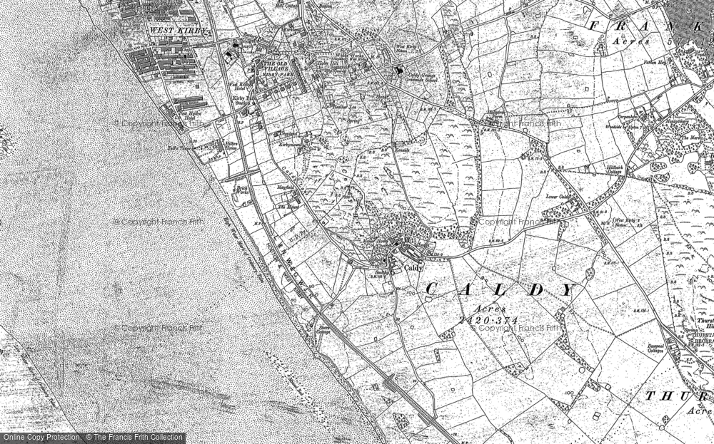 Old Map of Caldy, 1909 in 1909