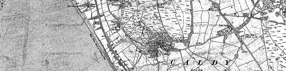 Old map of Caldy in 1909