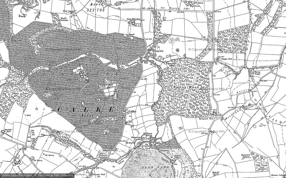 Old Map of Historic Map covering Wicket Nook in 1881