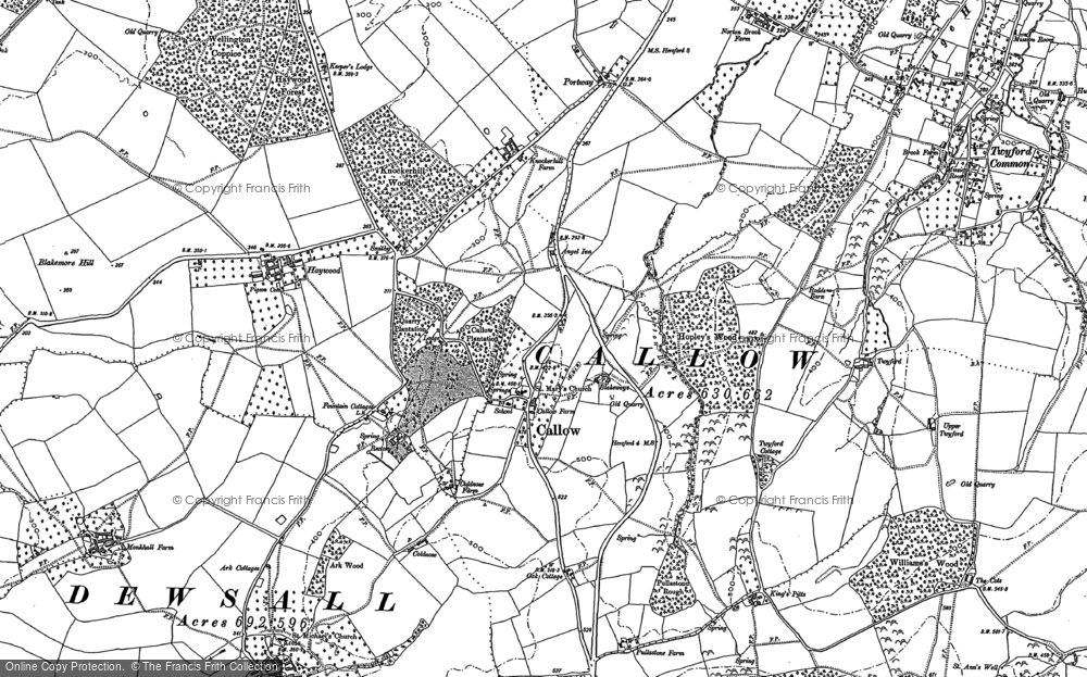 Old Map of Callow, 1886 in 1886