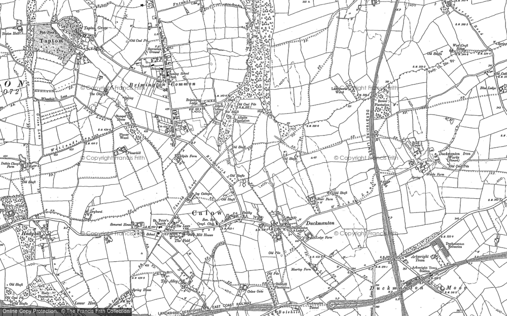 Old Map of Historic Map covering Bolehill in 1876