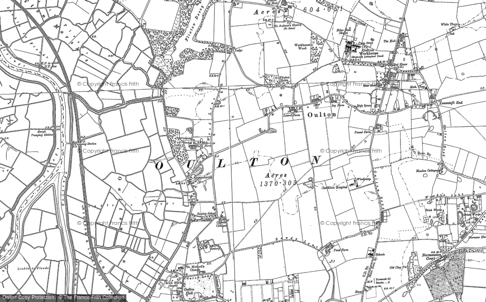 Old Map of Historic Map covering Blundeston Marshes in 1904