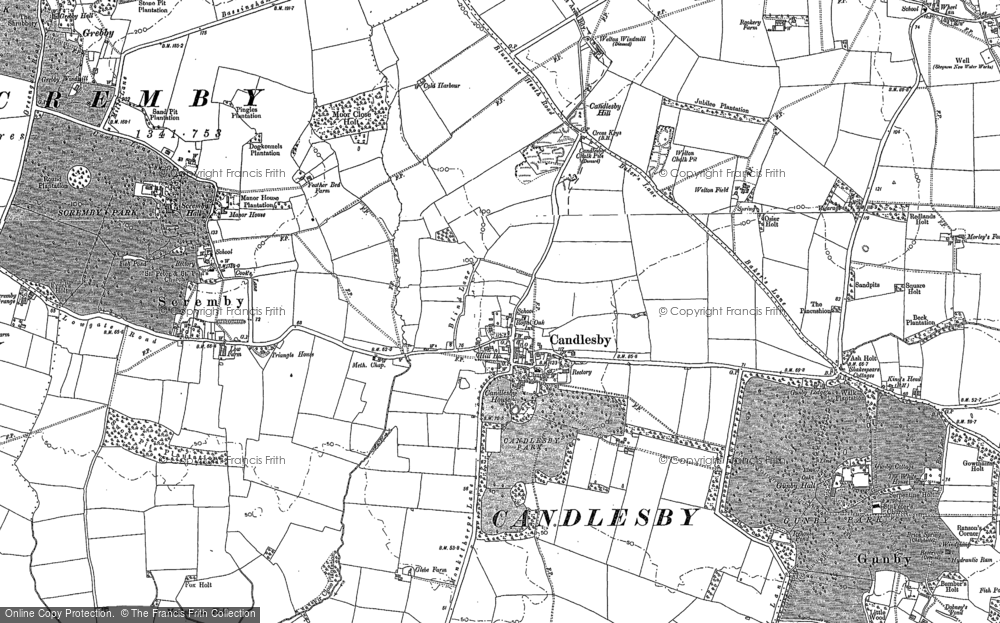 Old Map of Candlesby, 1887 in 1887