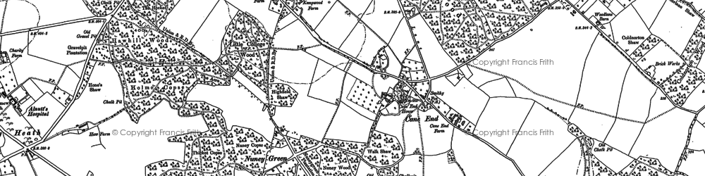 Old map of Cane End in 1897