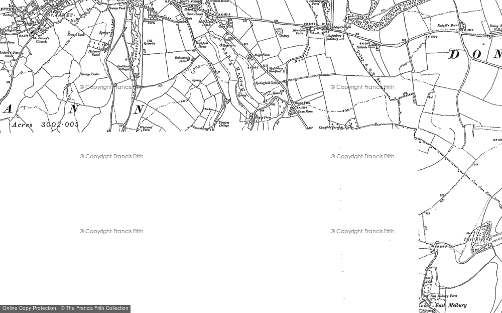 Old Map of Historic Map covering Foot's Hill in 1900