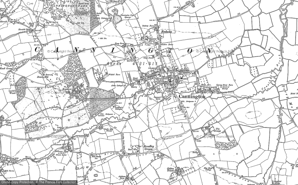 Old Map of Historic Map covering Brymore School in 1886