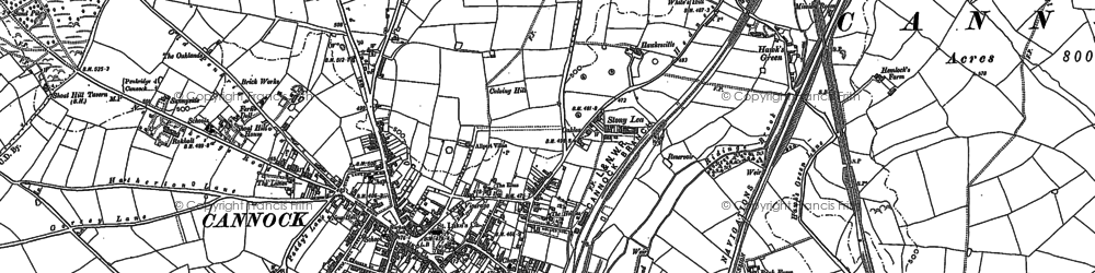 Old map of Hawks Green in 1883