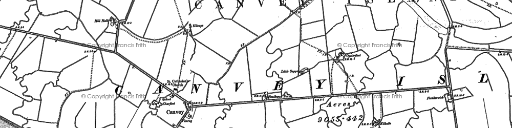 Old map of Canvey Island in 1895