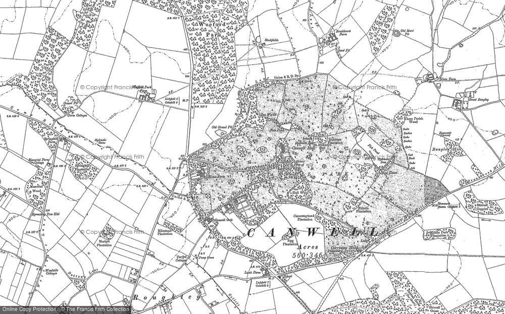 Old Map of Historic Map covering Hill Wood in 1901