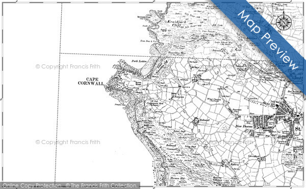 Old Map of Historic Map covering Wheal Edward Zawn in 1906