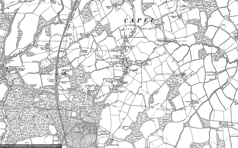 Old Map of Capel, 1913 in 1913