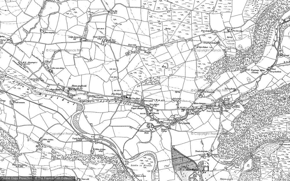 Old Map of Historic Map covering Blaengeuffordd in 1886
