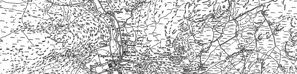 Old map of Capel Curig in 1887