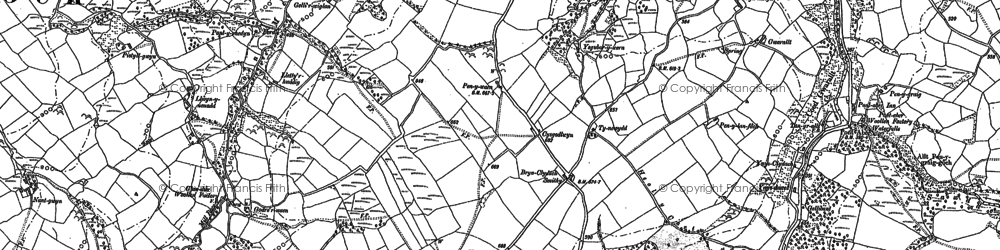 Old map of Capel Gwynfe in 1885