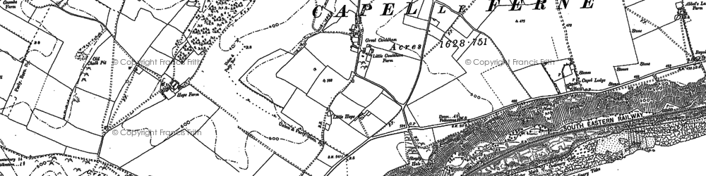 Old map of Capel-le-Ferne in 1906