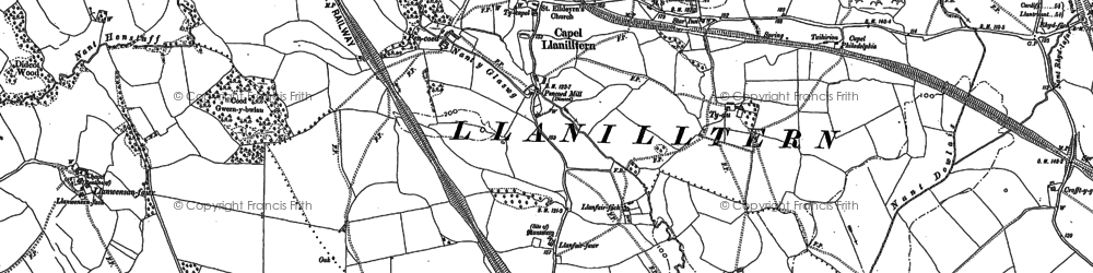 Old map of Capel Llanilltern in 1897