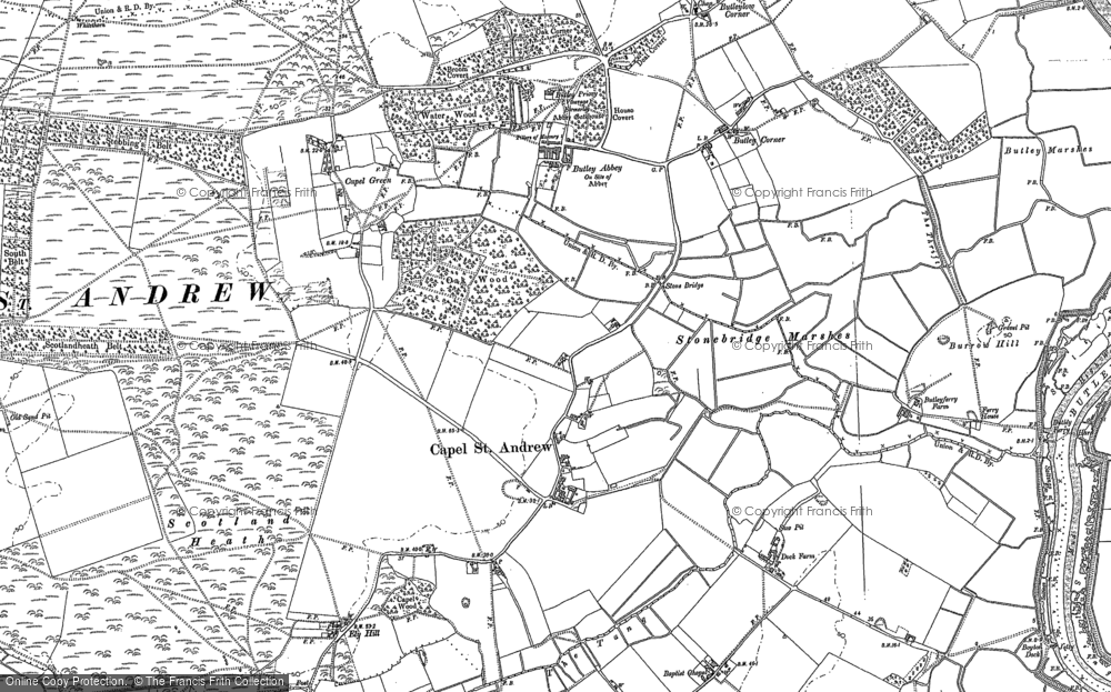 Old Map of Historic Map covering Butley Low Corner in 1902