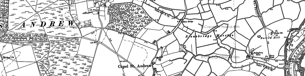 Old map of Butley High Corner in 1902