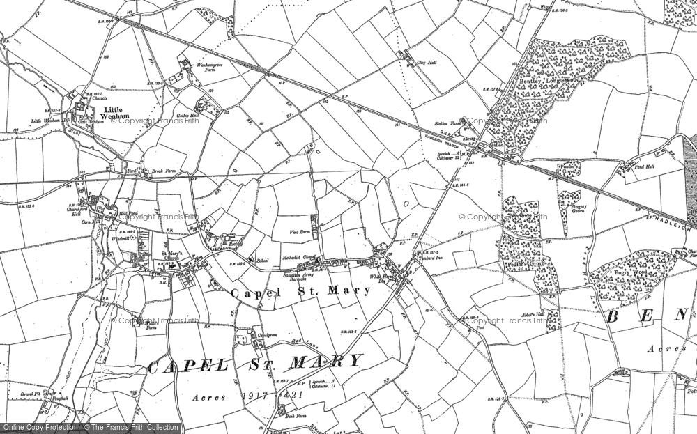 Old Map of Capel St Mary, 1881 - 1884 in 1881