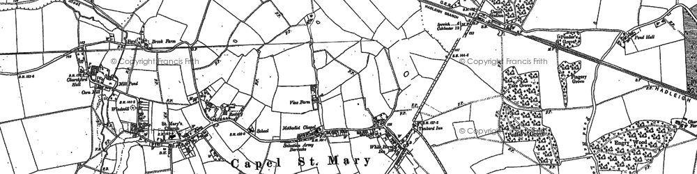 Old map of Capel St Mary in 1881