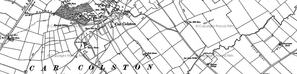 Old map of Car Colston in 1883
