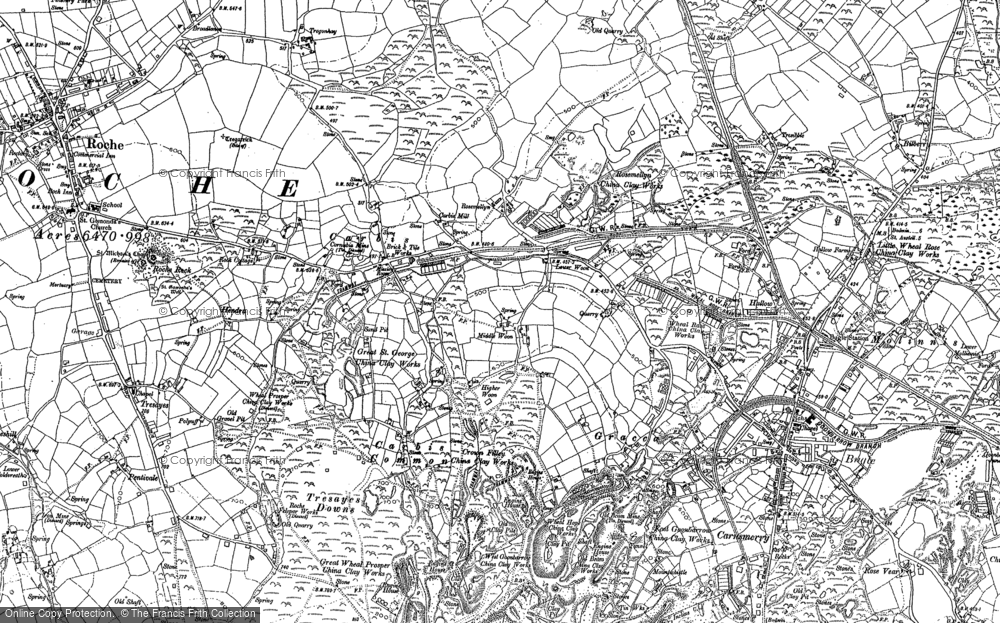 Old Map of Historic Map covering Trebilcock in 1879