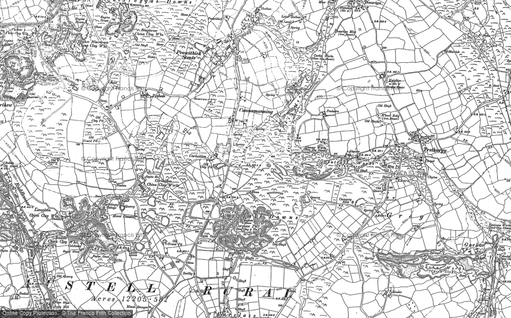 Old Map of Carbis Moor, 1881 in 1881