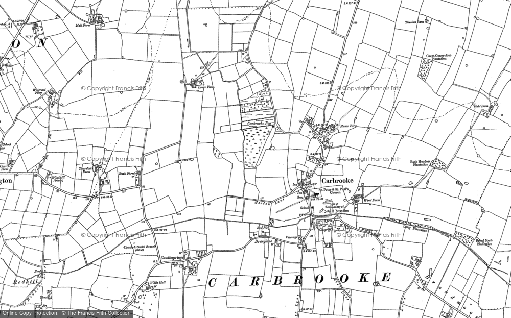 Old Map of Carbrooke, 1882 in 1882